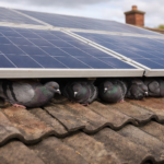 solar pigeon proofing service. image of pigeons nesting under solar panels