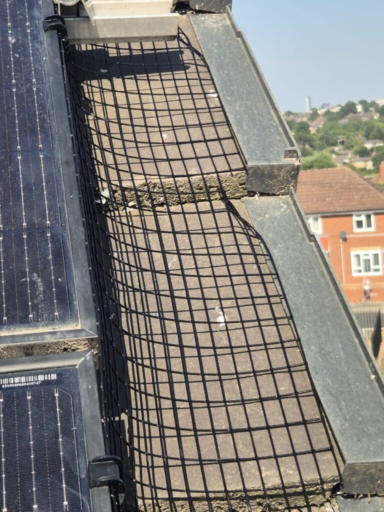Solar panel bird proofing mesh installation completed on a property in Leeds LS15.